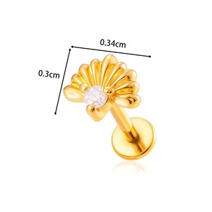 Astm F136 Titanio Hoja Stud Pendiente Helix Labret Lip Piercing Hilo interno Flat Back Stud Mujeres Hombres - Product Image 6