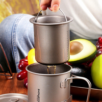 Mug de camping ultraléger en titane pur de 450 ml avec infuseur à thé et couvercle - Tasse à café portable pour le camping et la randonnée