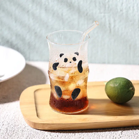 Nouvelle Tasse à Lait en Verre Transparente Style Panda Chinois Mignon, Résistante aux Hautes Températures, pour Femme, Idéale pour l'Été et la Maison/Bureau