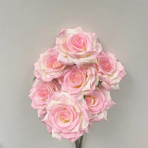 زهور صناعية، باقة من 7 رؤوس، ورود حريرية بلون الكابتشينو، زهور صناعية لتزيين جدار الزفاف على شكل شلال، معبأة في صندوق - Product Image 3