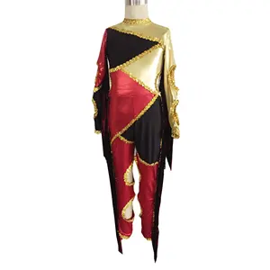 Gold rote Folie Tanz Trikot glänzend Gold Pailletten Latin Dance Wear Quaste lange Hosen Bühne Performance Jazz Wear