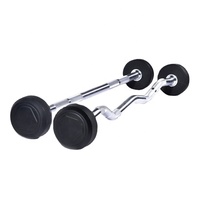Barre EZ Curl en acier inoxydable de haute qualité, 2,2 m, durable, avec revêtement en caoutchouc noir, ensemble de musculation