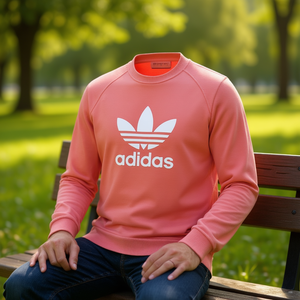 Pull Adidas Active Crew pour homme avec logo Trefoil en rouge passion et blanc, 100 % coton, coupe classique, toutes saisons, imprimé sur le devant - Product Image 2