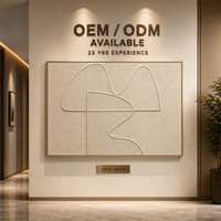 Cremebeige Organische Konturlinie Handgewebte Faser Minimalistische Wandkunst Goldrahmen Hotel Grand Lobby Akzentwand Maßanfertigung