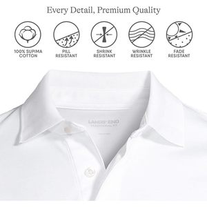 Camisa Polo de Manga Larga para Hombre FOXA, de Algodón Supima, con Botones, Antiarrugas, Tejido Piqué - Product Image 4