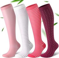Chaussettes de compression en viscose de bambou pour femmes, infirmières, maternité, 15-20 mmHg, hauteur genou, confort et soutien