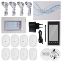 Stimulateur musculaire électrique AsTec à 4 canaux, 24 modes, rétroéclairé, batterie rechargeable 300 mAh, mini TENS, adapté pour soulager la douleur