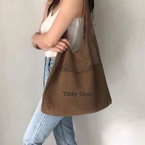 Women's Polyester Crochet Mesh <b>Tote</b> Shoulder <b>Bag</b> Embroidery Letter Pattern Fresh Sweet Lightweight Breathable Large Capacity - Product Image 6
