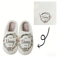 Meilleures pantoufles en peluche Nanny Plush avec motif couronne florale, design à bout fermé, pour couples de tous âges, intérieur/extérieur, tendance