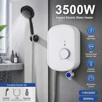 Chauffe-eau instantané électrique sans réservoir 110-220V 3500W, élément chauffant en acier inoxydable et plastique, affichage LED, IPX4, pour hôtel et camping-car