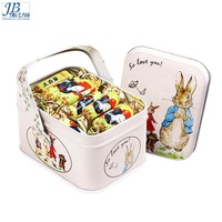 Boîte en étain pour cadeau de pâques, emballage personnalisé en métal pour bonbons avec poignée