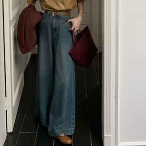 <span class=keywords><strong>Pantaloni</strong></span> Denim a Gamba Larga da Donna Realizzati in Tessuto Alla Moda, Trendy, Retrò e Casual, Comodi, <span class=keywords><strong>Morbidi</strong></span> e Traspiranti - Product Image 3