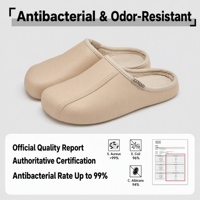 Mules antibactériennes en cuir PU à bout fermé pour femmes et hommes, antidérapantes, respirantes, doublées de peluche, pour la maison