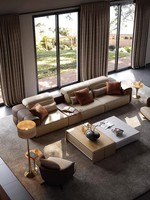 Canapé en cuir, couche supérieure en cuir de vache, style italien, luxe léger, salon, canapé multifonctionnel électrique Kunlun, une place, module, villa, appartement