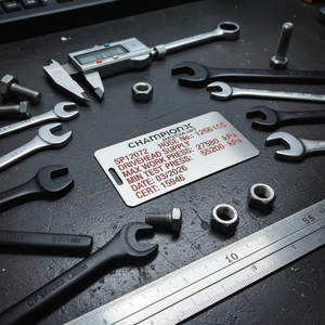 Placa de Identificación Metálica Personalizada, Etiquetas de Identificación para Equipos Grabadas con Láser en Acero Inoxidable y Latón, Señales de Seguridad Industriales con Orificios - Product Image 2