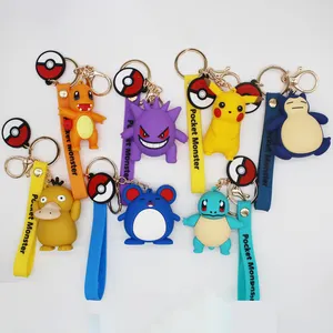 Gepokemeld Action Figure Pika Sleutelhanger Gepokemd Sleutelhanger Squirtle Psyduck Sleutelhanger Model Auto Sleutelhanger