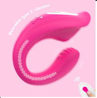 Vibrateur portable en forme de C rose, télécommande, double moteur, silicone, vibrateur pour couples, vibrateur pour culotte, flexible, mains libres