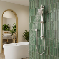 Tige de levage réglable murale noire avec douchette à main à 2 fonctions en laiton mitigeur chaud et froid corps ensemble de douche de salle de bain