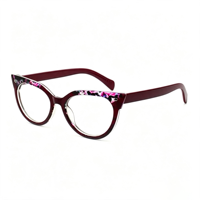Lunettes anti-lumière bleue œil de chat à motif floral rétro SM22044 - Monture légère en PC avec verres en résine transparente pour hommes et femmes (6 couleurs)