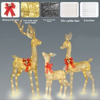 Ornements de Noël faits à la main en fer forgé, figurine de renne lumineuse à LED, décorations créatives festives en forme de bois de cerf, 26,5 pouces X