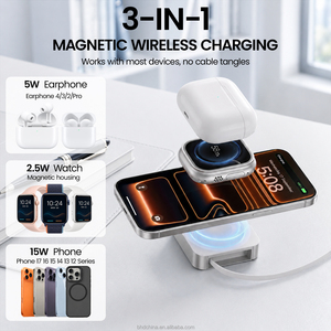 แท่นชาร์จไร้สายแม่เหล็ก 3 in 1 กำลังไฟ 15W พร้อมสายชาร์จแบบยืดหดได้ในตัว สำหรับ iPhone 17 18 สำหรับนาฬิกา และสำหรับ <span class=keywords><strong>AirPods</strong></span> - Product Image 6