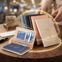 Porte-passeport en cuir, étui de voyage, batterie externe, blocage RFID, fermeture éclair unique, pour documents de voyage, cartes et argent
