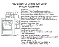 Imprimante 3D H2C H2D H2S AMS Combo Laser Full Combo FDM à double extrudeur avec détection de filament en option et récupération après coupure de courant
