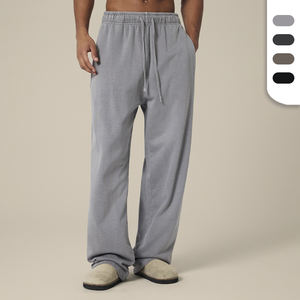 Pantaloni della tuta a gamba dritta Unisex in cotone 100% pesante con Logo personalizzato e pantaloni larghi da 480gsm accettabili - Product Image 1