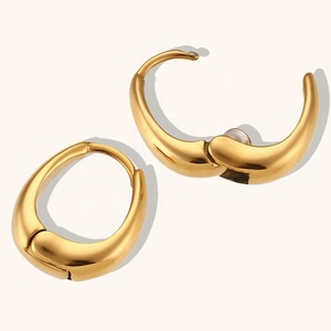 European and American Fashion High Quality Hypoallergenic Stainless Steel 18k Gold Plated <strong>U</strong> <strong>Shape</strong> Huggie <strong>Earring</strong> - Product Image 6