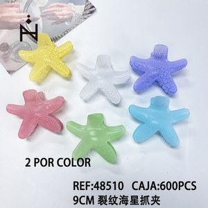 Fermaglio per capelli a forma di stella marina craquelé da 9 cm per donne e ragazze, accessori per capelli colorati - Product Image 1