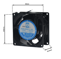Ventilateur axial de refroidissement électrique Orion AC 115V 12/9W 8038 8CM 80X80X38MM avec double roulement à billes et cadre en aluminium OA80AP-11-1 WB