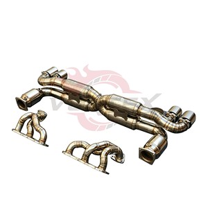 ระบบท่อไอเสียแบบ Catback วัสดุไทเทเนียมเกรด 5 ขนาด 1.2 มม. สีฟ้าไหม้ สำหรับรถ Porsche 911 Carrera 991.1/991.2 3.0T Turbo S ปี 2016- พร้อมวาล์วควบคุมเสียง ใช้งานง่าย - Product Image 1