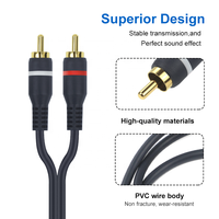 Câble adaptateur répartiteur coaxial RCA en Y bidirectionnel 1 RCA mâle vers 2 RCA mâles, gaine tressée en PVC, nickelé, pour haut-parleur stéréo HDTV