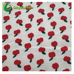 Tecido de Spandex de algodão orgânico para roupas esportivas com estampa de maçã 220gsm