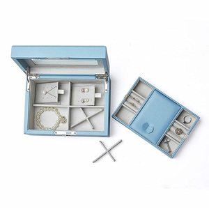 Custom Retro <strong>Lockable</strong> Large Mirrored <strong>Jewelries</strong> Storage Holder Leather <strong>Jewelry</strong> <strong>Box</strong> With Key - Product Image 6