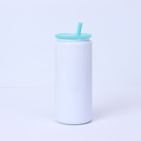 Sublimación Mason Cup 16OZ Termo térmico de acero inoxidable Taza con tapa de color Pajita de plástico de color con efecto de sublimación