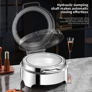 Estación de Buffet Eléctrica Cuadrada de Acero Inoxidable Plateado con Tapa Abatible Visible para Hoteles y Restaurantes - Product Image 2