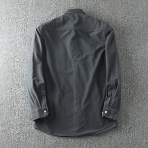 Mùa thu mới phong cách giản dị của nam giới dài tay áo sơ mi màu rắn cổ áo nút áo sơ mi Nam. - Product Image 2