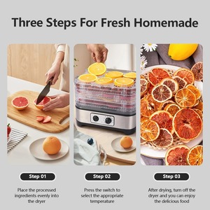 Pengering Makanan 5 Baki Stainless Steel Pengering Makanan Elektrik Rumah Tangga dengan Pengatur Waktu untuk Buah, Sayuran, Daging, Kontrol <span class=keywords><strong>Digital</strong></span> Mekanis - Product Image 4