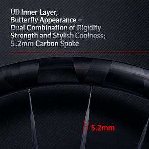 <span class=keywords><strong>ซี่</strong></span>ล้อคาร์บอนแบบ<span class=keywords><strong>ฟัน</strong></span>เฟือง DT Ratchet Teeth Butterfly: ล้อคาร์บอนดิสก์น้ำหนักเบาพิเศษ 38/50/60 มม. ล้อ 700C ระดับแข่งขันรุ่นใหม่ - Product Image 4