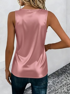 New solid color Sexy Cross V-Neck Satin Tank <strong>Top</strong> Casual Sports <strong>Vest</strong> for woman girls with strap cross design - Product Image 5