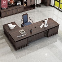 LBZ-347X Nouveau bureau de direction et bibliothèque combinés de style chinois, bois noir et or, bois massif, personnalisable avec tiroirs