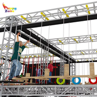 Équipement d'aventure certifié sécurité commerciale pour parcours d'obstacles Ninja Warrior à double niveau pour parcs d'attractions intérieurs avec trampolines