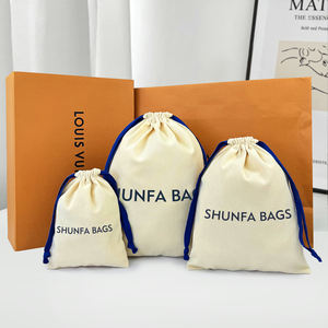 高級カスタム印刷ロゴ異なるサイズのツルショッピング靴ハンドバッグ服キャンバスパッキングコットンポーチ引き出しダストバッグ - Product Image 2