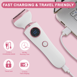 Trimmer per le ascelle viso <span class=keywords><strong>donna</strong></span> 4-in-1 ricaricabile rasoio per il corpo impermeabile bagnato e asciutto rasoio elettrico per le <span class=keywords><strong>gambe</strong></span> delle donne - Product Image 4