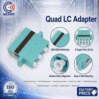 Adaptateur de fibre optique multimode KEXINT LC Quad OM3, coupleur à bride 4 ports, faible perte d'insertion de 0,2 dB
