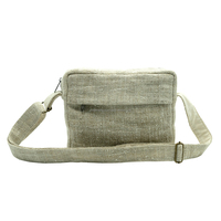 Tas Selempang Hemp Warna Solid Penutup Ritsleting Tahan Lama Gaya Minimalis Penggunaan Sehari-hari Wanita Semua Musim