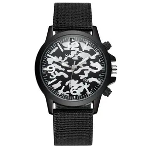 WJ-9937 Reloj De Hombre Yiwu Hots New Nylon Woven Camouflage Watch Calendar Men's Quartz Watch Outdoor Sports Watches