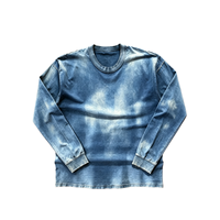T-shirt à manches longues en coton 300 g/m² de qualité supérieure, coupe ample, personnalisable, effet délavé, modèle vierge