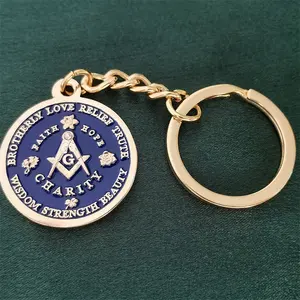 Masonic Keychain 3D Logo Auto Brand Mini Keyring Custom Keychain Pendant Accessories Metal Bronze Chain